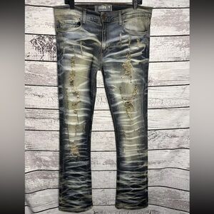Golden Los Angeles Men’s 34 Slim Flared Distressed Denim Jeans NWOT